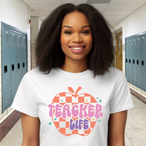 Retro Apple Teacher Life T-Shirt